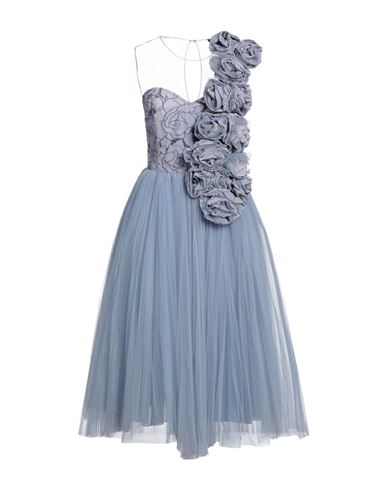 Elisabetta Franchi Woman Midi Dress Pastel Blue Size 4 Viscose, Silk, Polyamide