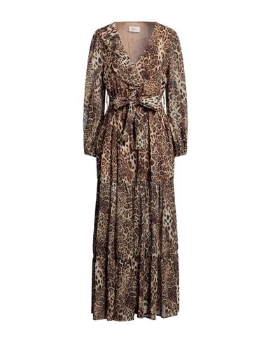 Vicolo Woman Maxi Dress Camel Size S Polyester In Beige