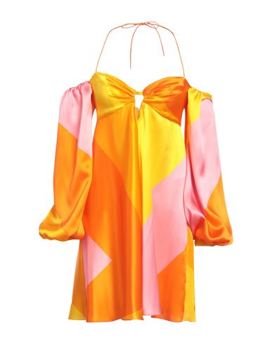 Shop Raquel Diniz Woman Mini Dress Orange Size 6 Silk