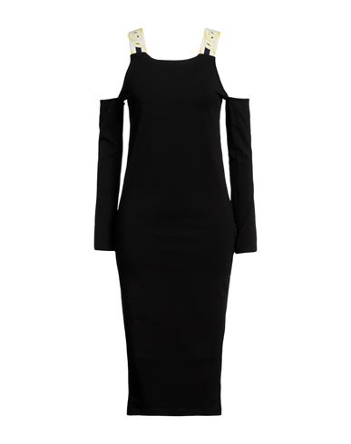 Shop Gcds Woman Midi Dress Black Size Xs Cotton, Elastane