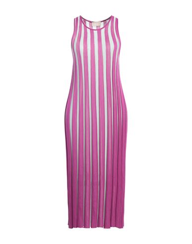 Drumohr Woman Midi Dress Mauve Size M Silk, Viscose, Virgin Wool In Purple