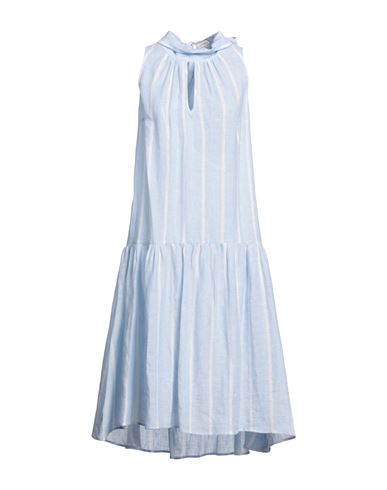 Camicettasnob Woman Midi Dress Sky Blue Size 12 Linen