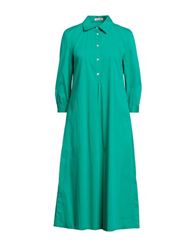 Camicettasnob Woman Midi Dress Emerald Green Size 8 Cotton, Polyamide, Elastane