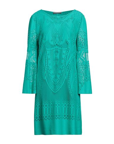 Alberta Ferretti Woman Midi Dress Emerald Green Size 10 Cotton, Polyamide