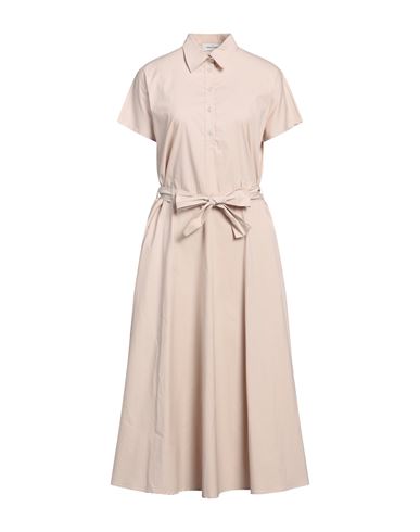 Gran Sasso Woman Midi Dress Beige Size 10 Cotton, Polyamide, Elastane