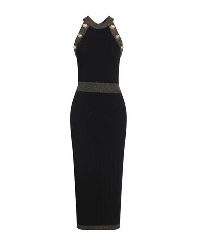 Shop Balmain Woman Midi Dress Black Size 6 Viscose, Polyester, Metal