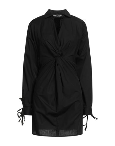 Andreädamo Andreādamo Woman Mini Dress Black Size S Cotton, Viscose, Polyester, Polyamide, Elastane