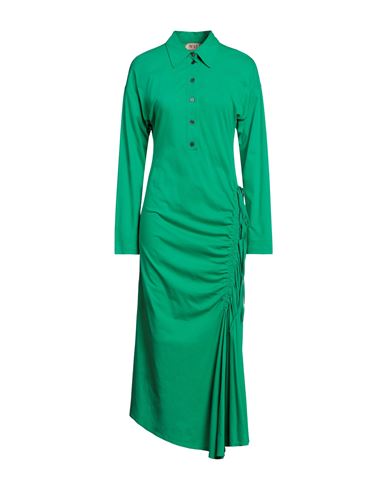 N°21 Woman Midi Dress Green Size 10 Cotton, Acetate, Silk