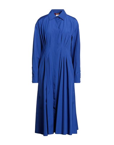 Max Mara Studio Woman Midi Dress Blue Size 14 Cotton