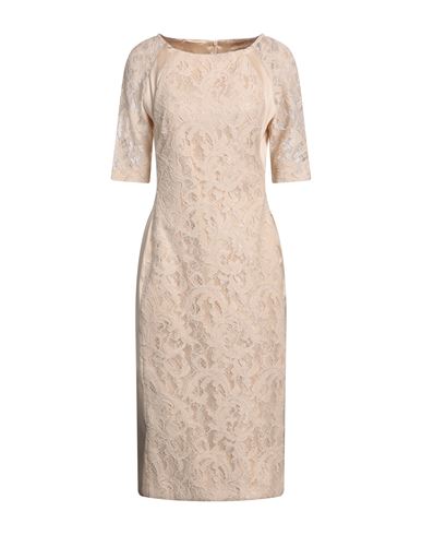 Clips Woman Midi Dress Beige Size 8 Polyester, Polyamide, Elastane, Cotton