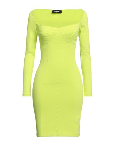 Dsquared2 Woman Mini Dress Acid Green Size M Viscose, Polyester