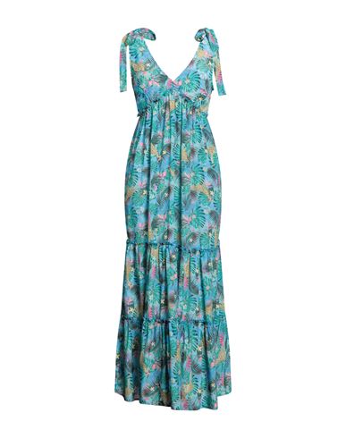 Shop Verdissima Woman Maxi Dress Azure Size Xl Polyester In Blue