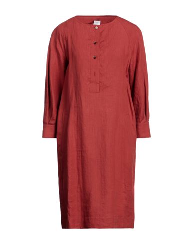 Eleventy Woman Midi Dress Rust Size 4 Linen In Red
