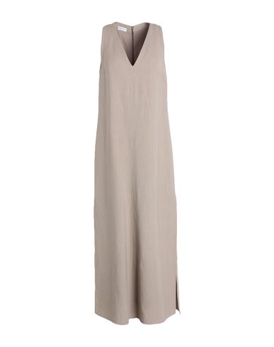 Shop Brunello Cucinelli Woman Maxi Dress Dove Grey Size S Viscose, Linen, Brass