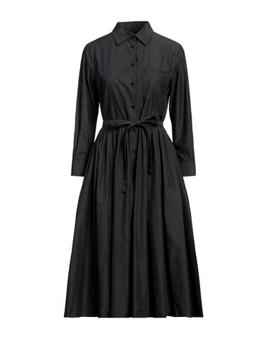 Aspesi Woman Midi Dress Steel Grey Size 2 Cotton In Black