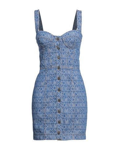 Moschino Woman Mini Dress Blue Size 6 Cotton, Polyester, Polyamide, Elastane