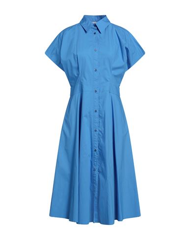 19.70 Nineteen Seventy Woman Midi Dress Azure Size 12 Cotton In Blue