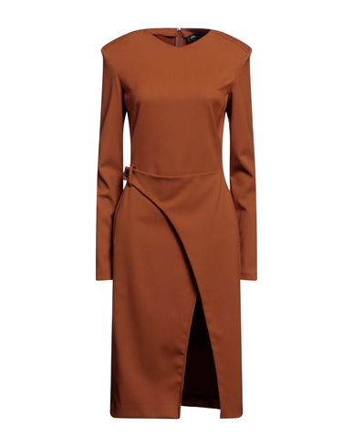 Bcbgmaxazria Woman Midi Dress Rust Size 4 Virgin Wool, Elastane In Brown