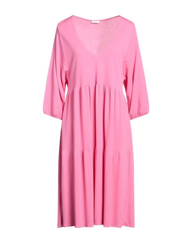 I Heart Woman Midi Dress Fuchsia Size L Viscose, Polyamide In Pink