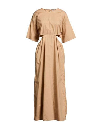 8pm Woman Midi Dress Camel Size M Cotton In Neutral