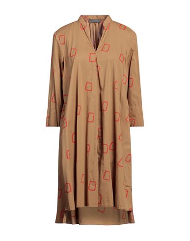 Neirami Woman Mini Dress Camel Size L Cotton, Elastane In Beige
