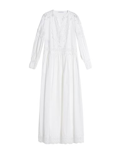 Shop Alberta Ferretti Woman Maxi Dress White Size 6 Cotton, Elastane, Polyester