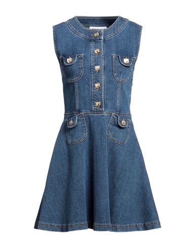 Moschino Woman Mini Dress Blue Size 10 Cotton, Elastane