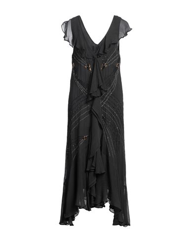 MES DEMOISELLES MES DEMOISELLES WOMAN MIDI DRESS CHARCOAL SIZE 1 VISCOSE 