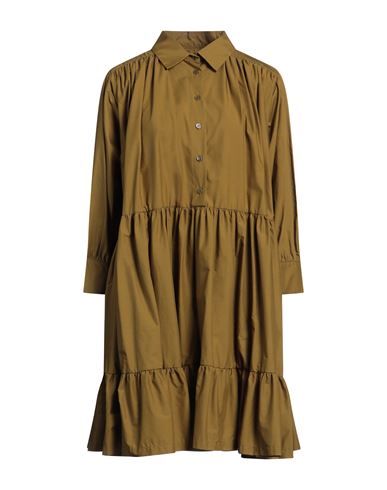 Solotre Woman Mini Dress Military Green Size 8 Cotton