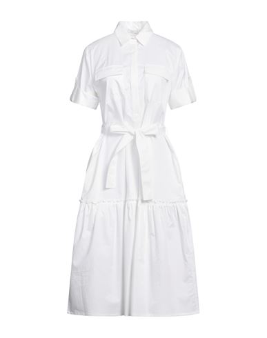 Peserico Easy Woman Midi Dress Off White Size 10 Cotton, Elastane