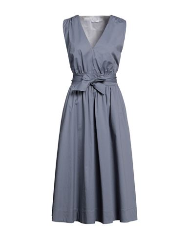 Peserico Easy Woman Midi Dress Slate Blue Size 8 Cotton, Elastane