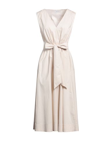 Peserico Easy Woman Midi Dress Beige Size 8 Cotton, Elastane In Neutral