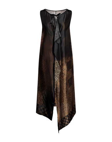 Shop Masnada Woman Midi Dress Dark Brown Size L Viscose