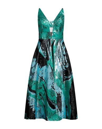 Shop Mischalis Atelier Woman Midi Dress Green Size 10 Pes - Polyethersulfone, Metallic Fiber