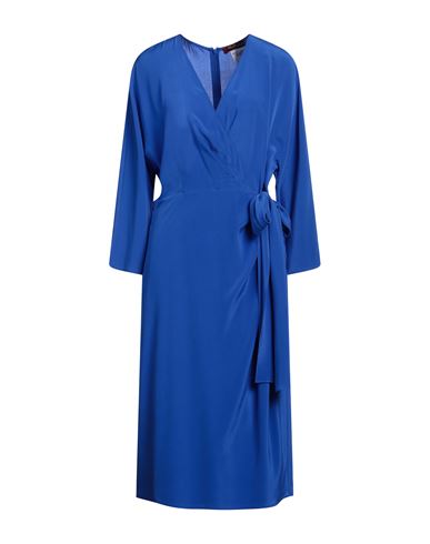 Max Mara Studio Woman Midi Dress Bright Blue Size 14 Silk In Blue