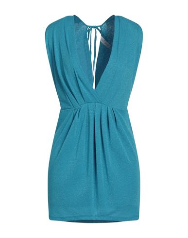 Zahjr Woman Mini Dress Azure Size M Viscose, Nylon, Polyamide, Elastane In Blue