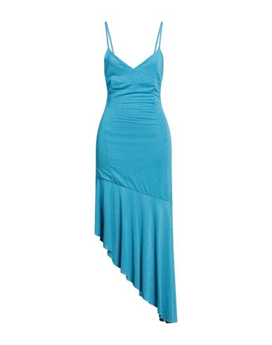Zahjr Woman Midi Dress Azure Size M Viscose, Nylon, Polyamide, Elastane In Blue