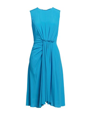 Rue Du Bac Woman Midi Dress Turquoise Size 2 Acetate, Silk In Blue