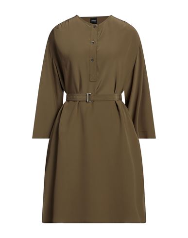 Shop Aspesi Woman Mini Dress Military Green Size 8 Silk