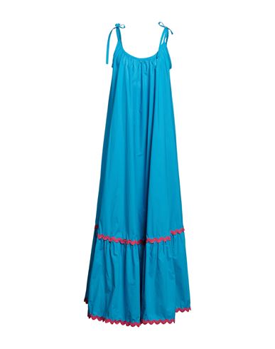 Gina Gorgeous Woman Maxi Dress Azure Size 6 Cotton, Polyester In Blue