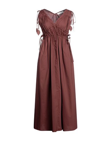 Shop Skills & Genes Woman Maxi Dress Cocoa Size 12 Cotton In Brown