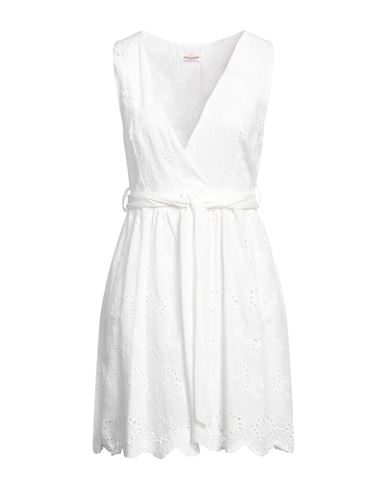 White Wise Woman Mini Dress White Size 6 Cotton, Viscose