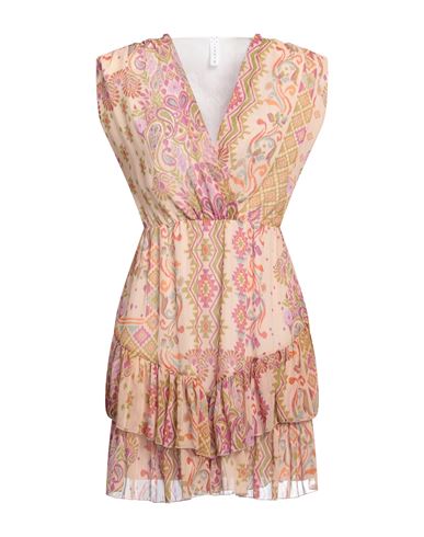 Zahjr Woman Mini Dress Beige Size M Polyester