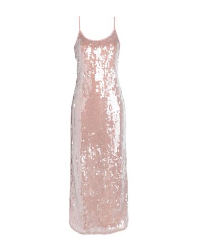 Topshop Woman Maxi Dress Light Pink Size 10 Polyester, Metallic Fiber In Beige