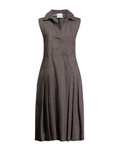 Ballantyne Woman Midi Dress Dark Brown Size 2 Linen, Wool, Elastane