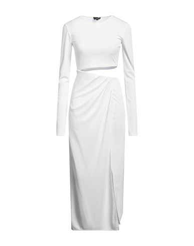The Andamane Woman Midi Dress White Size 6 Polyester, Elastane
