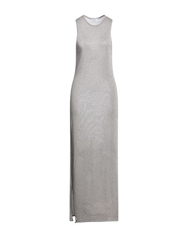 Soallure Woman Maxi Dress Silver Size M Viscose, Metallic Fiber, Polyamide