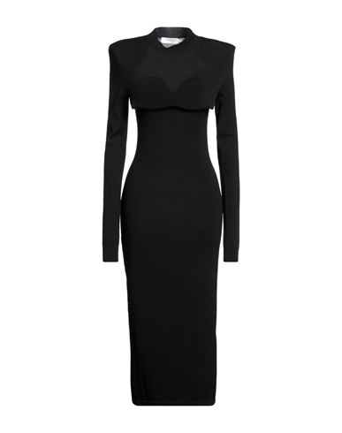 Sportmax Woman Midi Dress Black Size S Virgin Wool, Polyester, Polyamide, Elastane