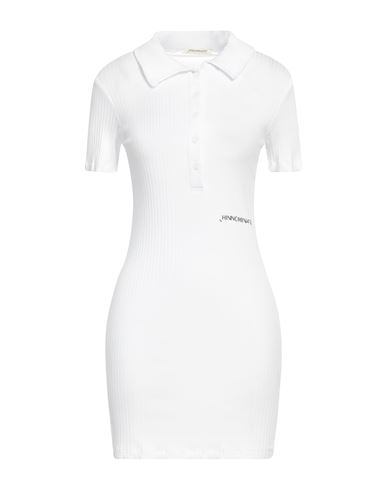 Hinnominate Woman Mini Dress White Size L Cotton, Elastane, Polyester