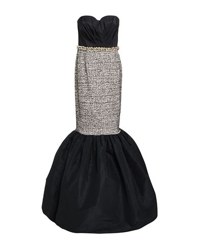 ELISABETTA FRANCHI ELISABETTA FRANCHI RED CARPET WOMAN MAXI DRESS BLACK SIZE 8 POLYESTER, COTTON, POLYAMIDE, VISCOSE 